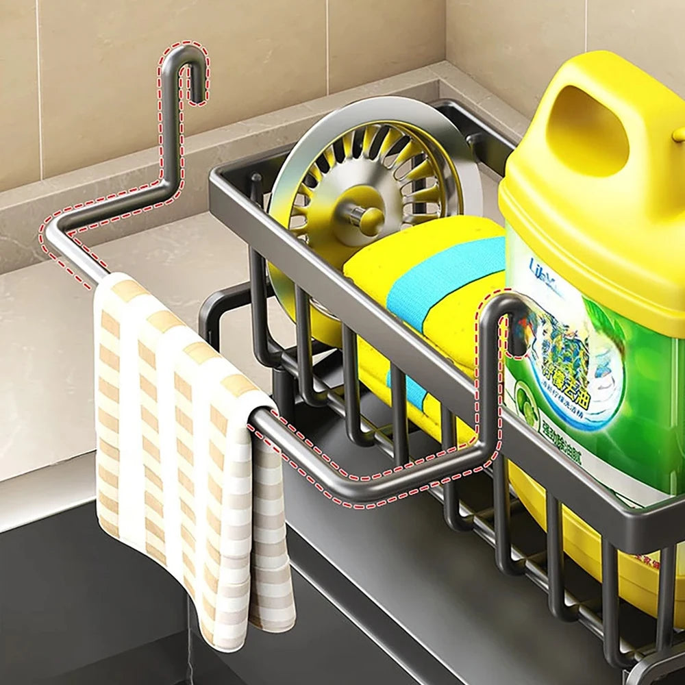 Kitchen Sink Drain Rack Organizer Sponge Storage Faucet Holder Soap Drainer Dishcloth Towel Rack Kitchen Sink Organizer