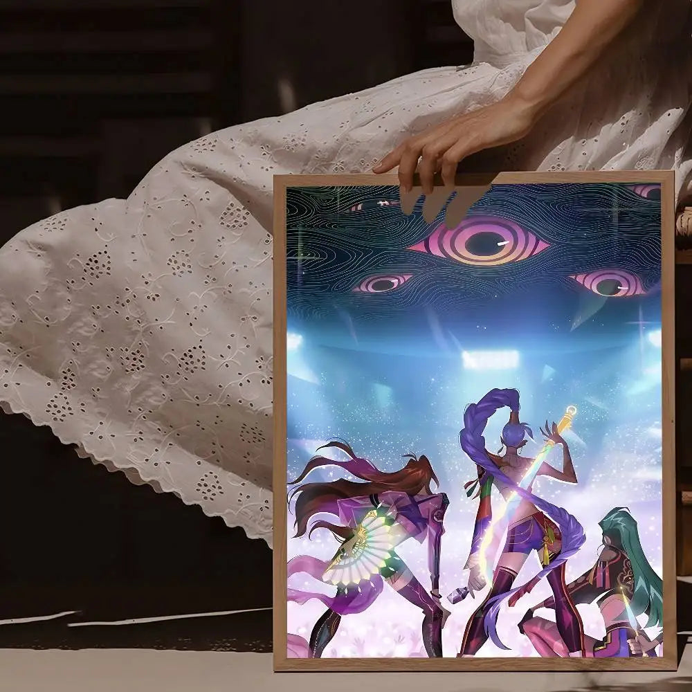 KPop Demon Hunters Movie Poster – Self-Adhesive Whitepaper Print for Aesthetic Wall Art & Home Décor