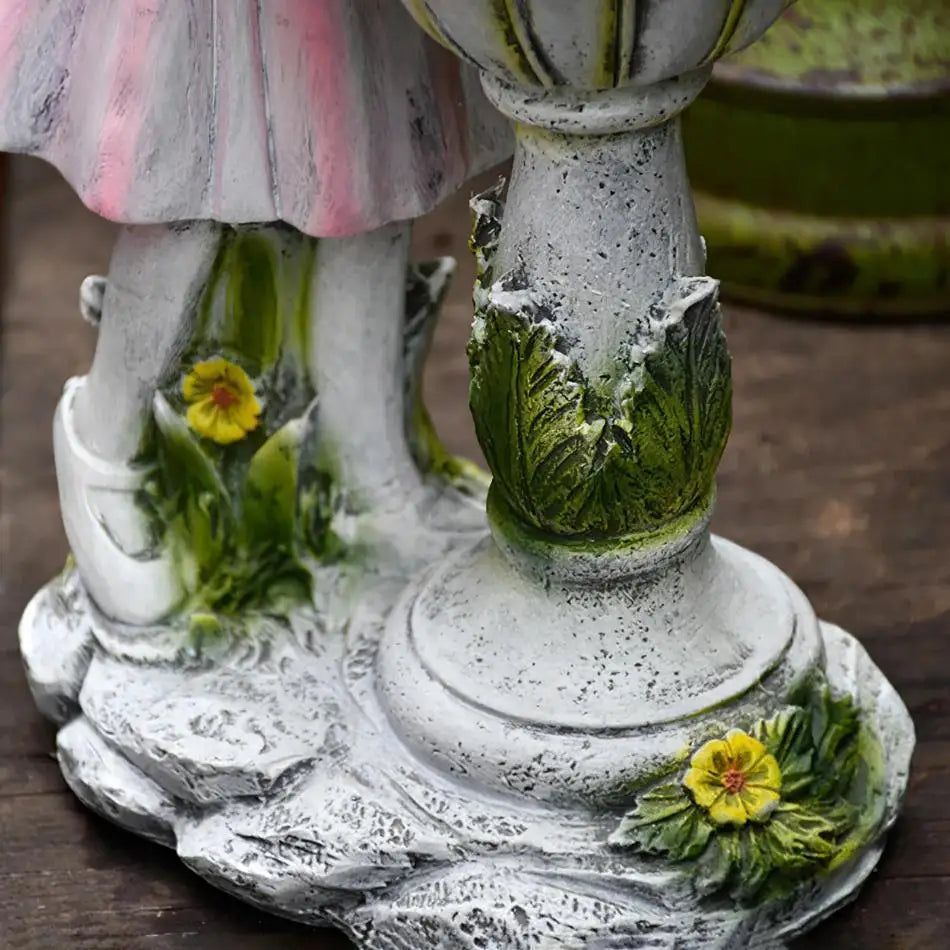 Outdoor Courtyard Garden Decoration Resin Angel Figure Sculpture Micro Landscape Decor Flower Fairy Statue Solar Light Ornament