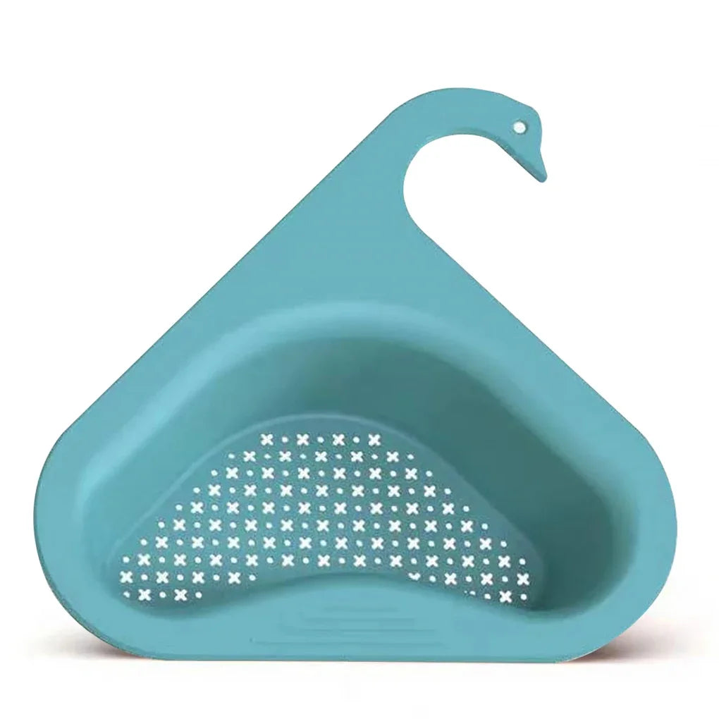Kitchen Sink Drain Strainer Basket Leftover Garbage Filter Swan Shape Hanging Vegetable Washing Drainer Triangular Storage Rack
