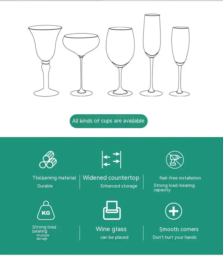 Living room kitchen punch-free goblet wine glass hanging rack upside down drain household red wine glass hanging rack