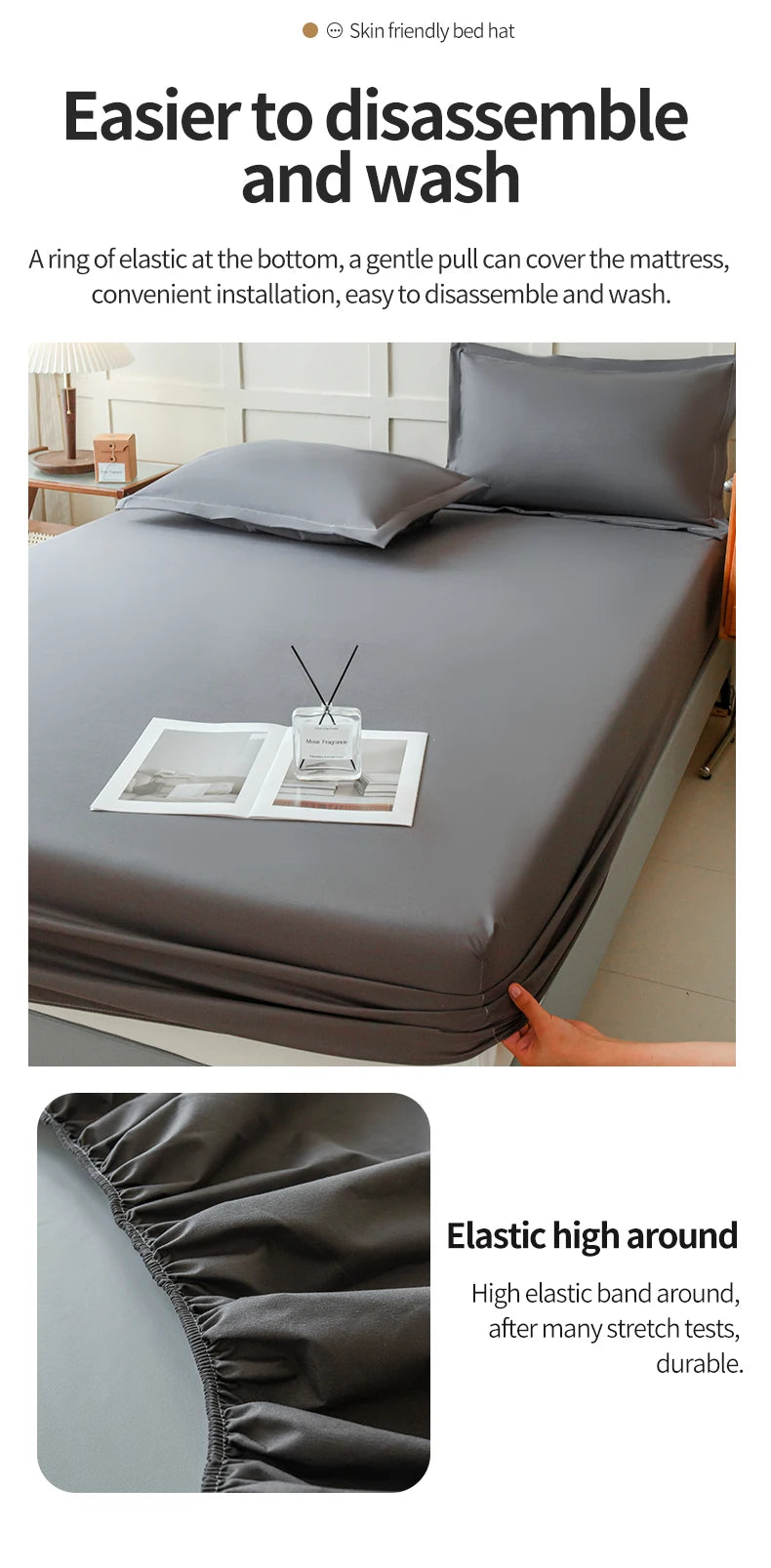 Waterproof Fitted Bed Sheet With 360 Elastic Band Mattress protector Cover Bedspreads for Single Double King Queen Size Bedsheet