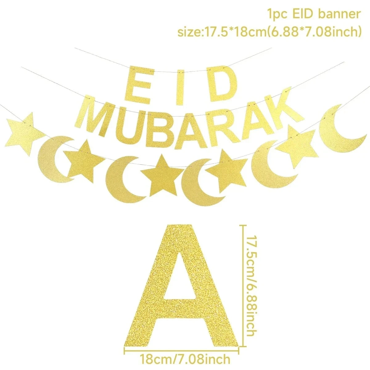 Eid Mubarak Banner Bunting Balloons Plates Tablecloth Kareem Ramadan Decoration For Home 2025 Muslim Islamic Party Supplies