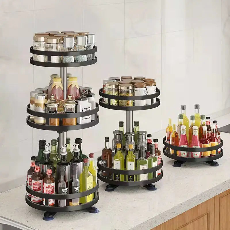 Multi-purpose 360° Rotating Storage Box Space-saving Non-slip Countertop Kitchen Storage Tableware Cosmetics Spice Storage Box