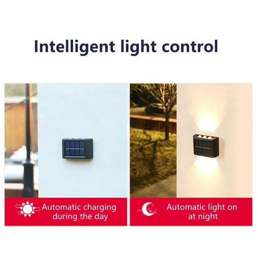 Solar Wall Lamp Outdoor Waterproof Solar Powered Light UP and Down Illuminate Home Garden Yard Decoration Outside Sunlights - Thrifty Delights