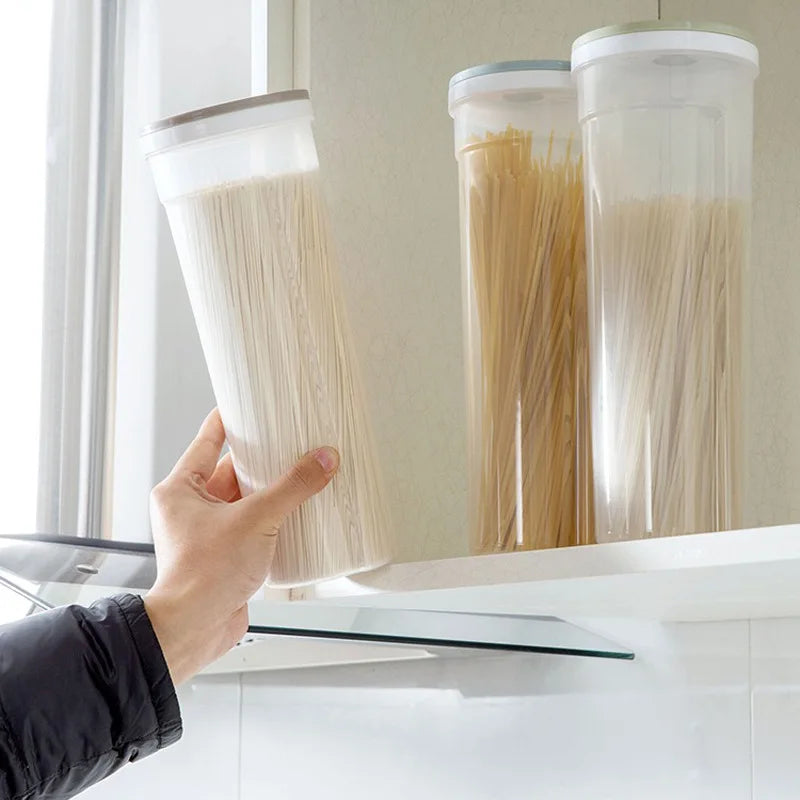 Noodle Jar Food Storage Containers Grain Locking Lid Flour Visualization Cylindrical Cover Kitchen Can Refrigerator Organizer