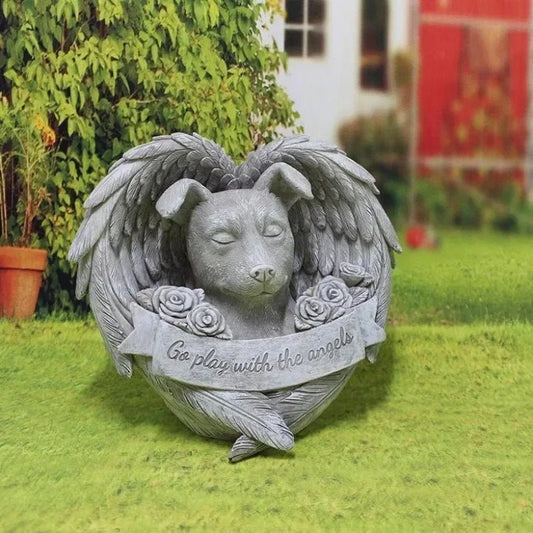 New Angel Dog Decoration Resin Pet Cat and Dog Tombstone Commemorative Stone Outdoor Garden Animal Statue - Thrifty Delights