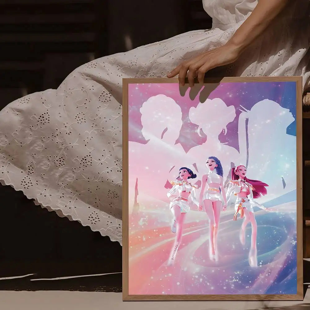 KPop Demon Hunters Movie Poster – Self-Adhesive Whitepaper Print for Aesthetic Wall Art & Home Décor