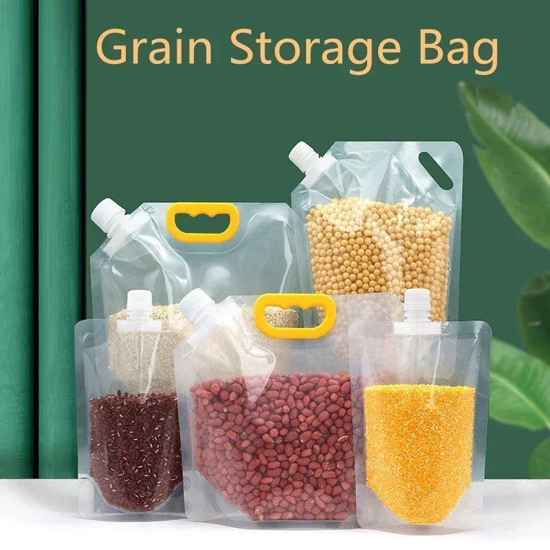 Grains Storage Packaging Bag Rice Dispenser Insect Proof Food Storage Sealed Bag Bean Container Kitchen Organizer with Nozzle - Thrifty Delights