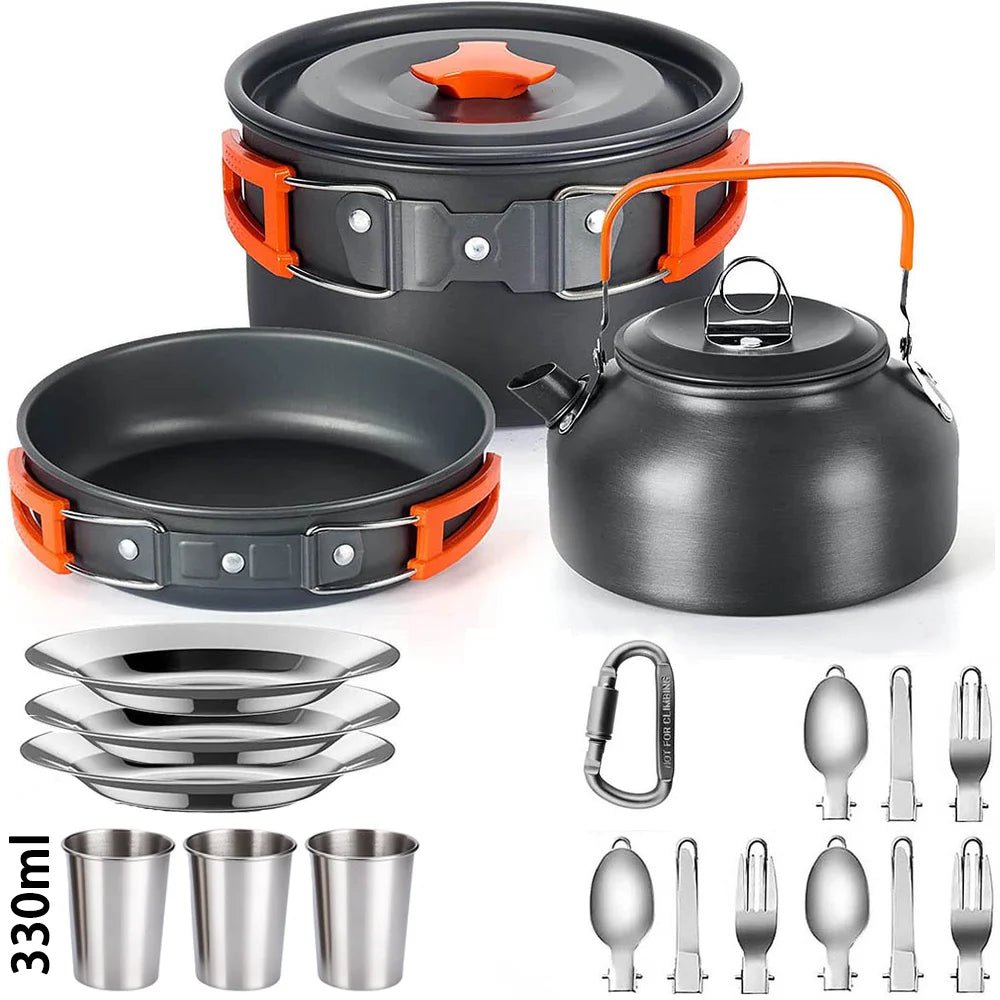 Outdoor camping cooking set aluminum lightweight outdoor camping cooking equipment pot and teapot set - Thrifty Delights