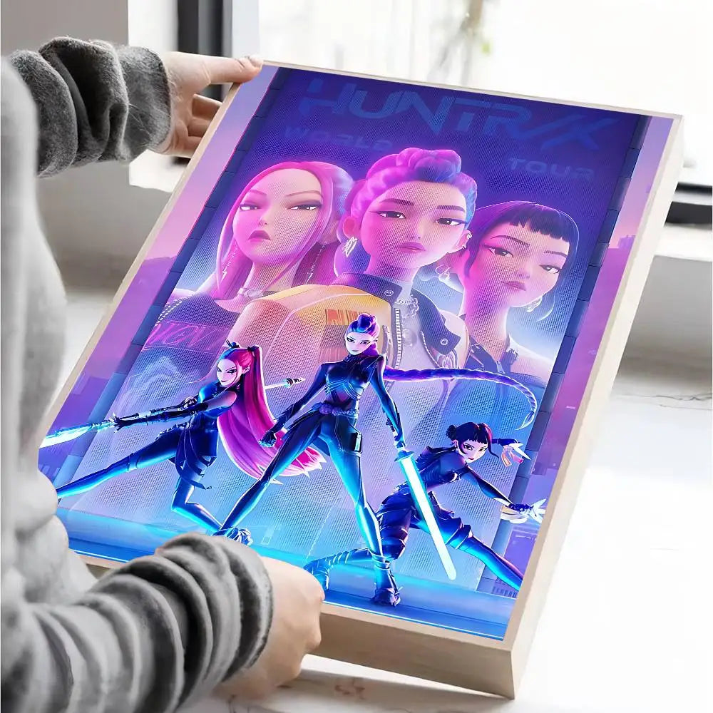 KPop Demon Hunters Movie Poster – Self-Adhesive Whitepaper Print for Aesthetic Wall Art & Home Décor