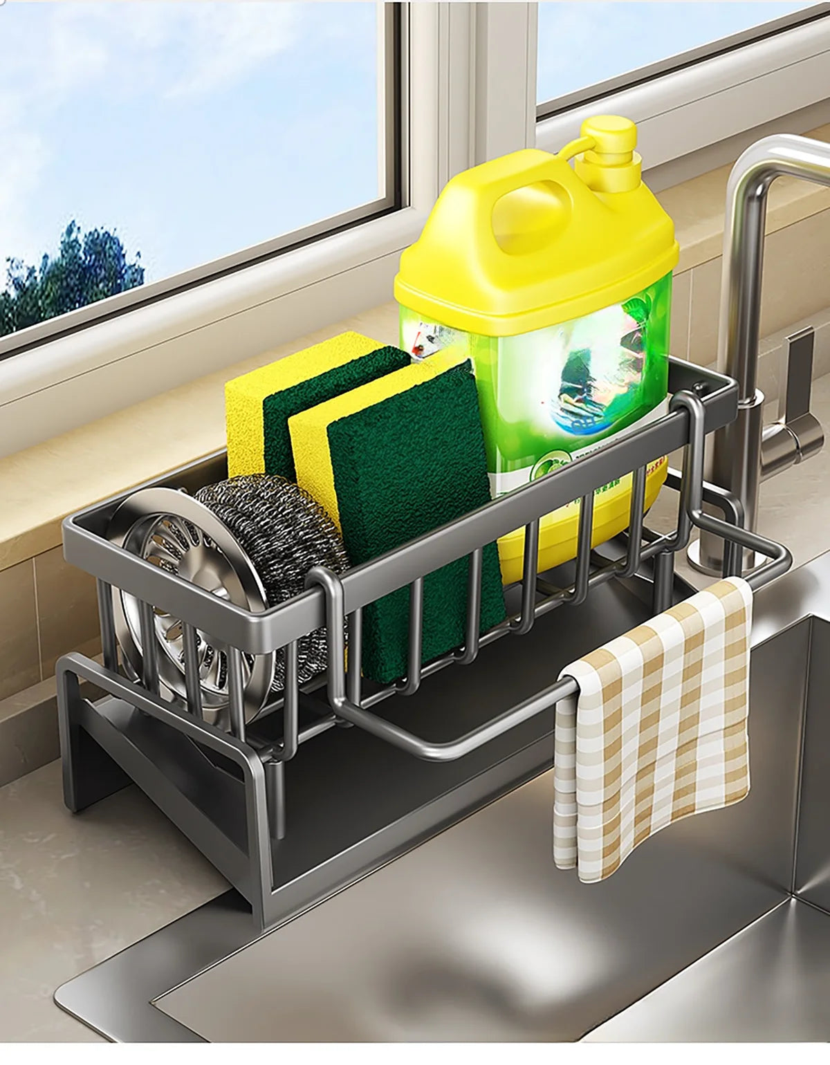 Kitchen Sink Drain Rack Organizer Sponge Storage Faucet Holder Soap Drainer Dishcloth Towel Rack Kitchen Sink Organizer