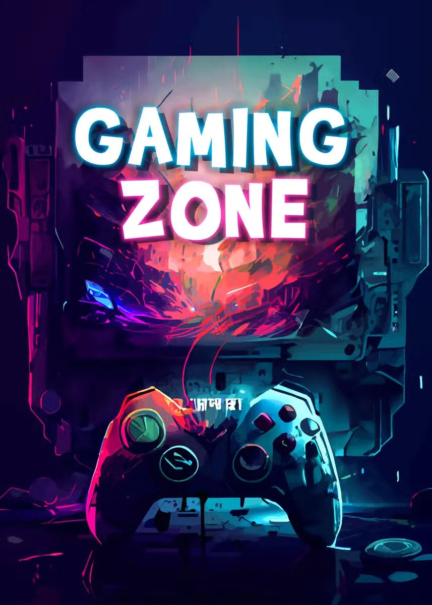 Retro Pop Punk Gaming Gamer Game Zone Poster Aesthetic Abstract Gamepad Girl Canvas Printing Wall Art Picture Kawaii Room Decor