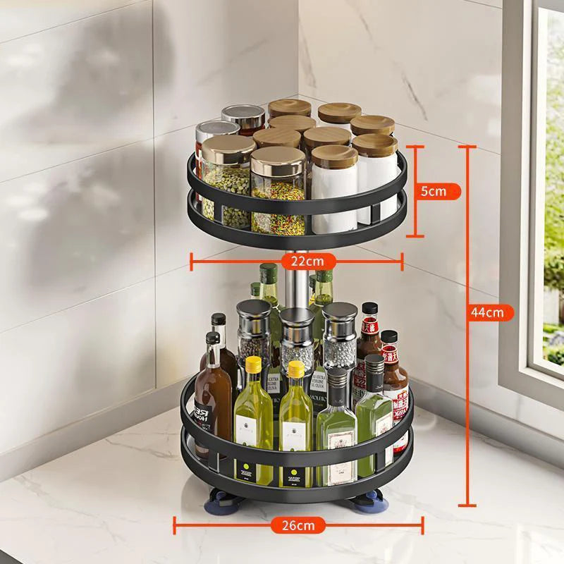 Multi-purpose 360° Rotating Storage Box Space-saving Non-slip Countertop Kitchen Storage Tableware Cosmetics Spice Storage Box