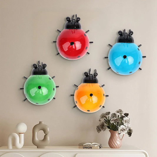 Whimsical Metal Ladybug Wall Decor – Mini Beetle Fence Hanger Sculpture for Garden, Patio & Home Charm