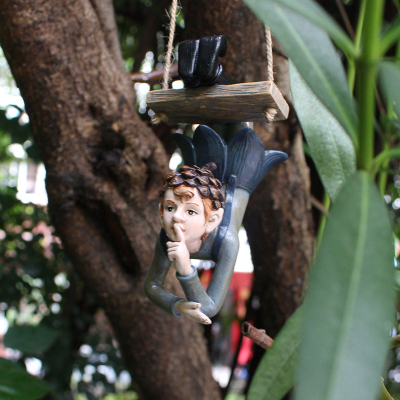 Garden Hanging Elf Ornaments Home Decor Elf Figurine for Patio Fence Yard Tree Holiday
