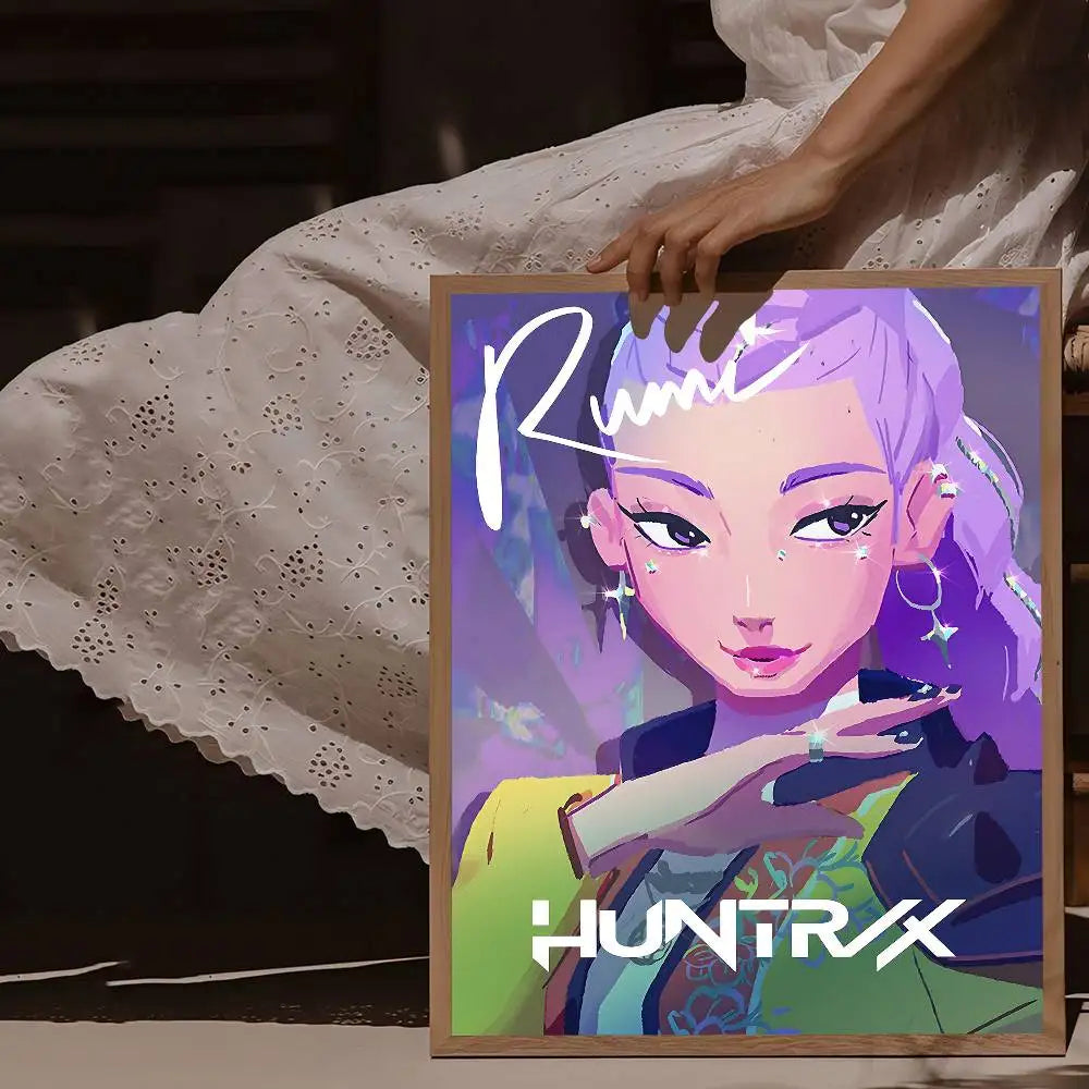 KPop Demon Hunters Movie Poster – Self-Adhesive Whitepaper Print for Aesthetic Wall Art & Home Décor