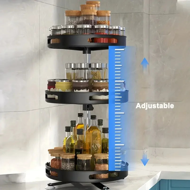 Multi-purpose 360° Rotating Storage Box Space-saving Non-slip Countertop Kitchen Storage Tableware Cosmetics Spice Storage Box