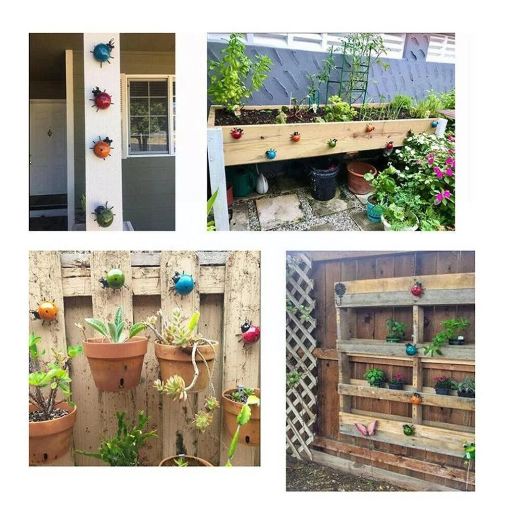 Whimsical Metal Ladybug Wall Decor – Mini Beetle Fence Hanger Sculpture for Garden, Patio & Home Charm