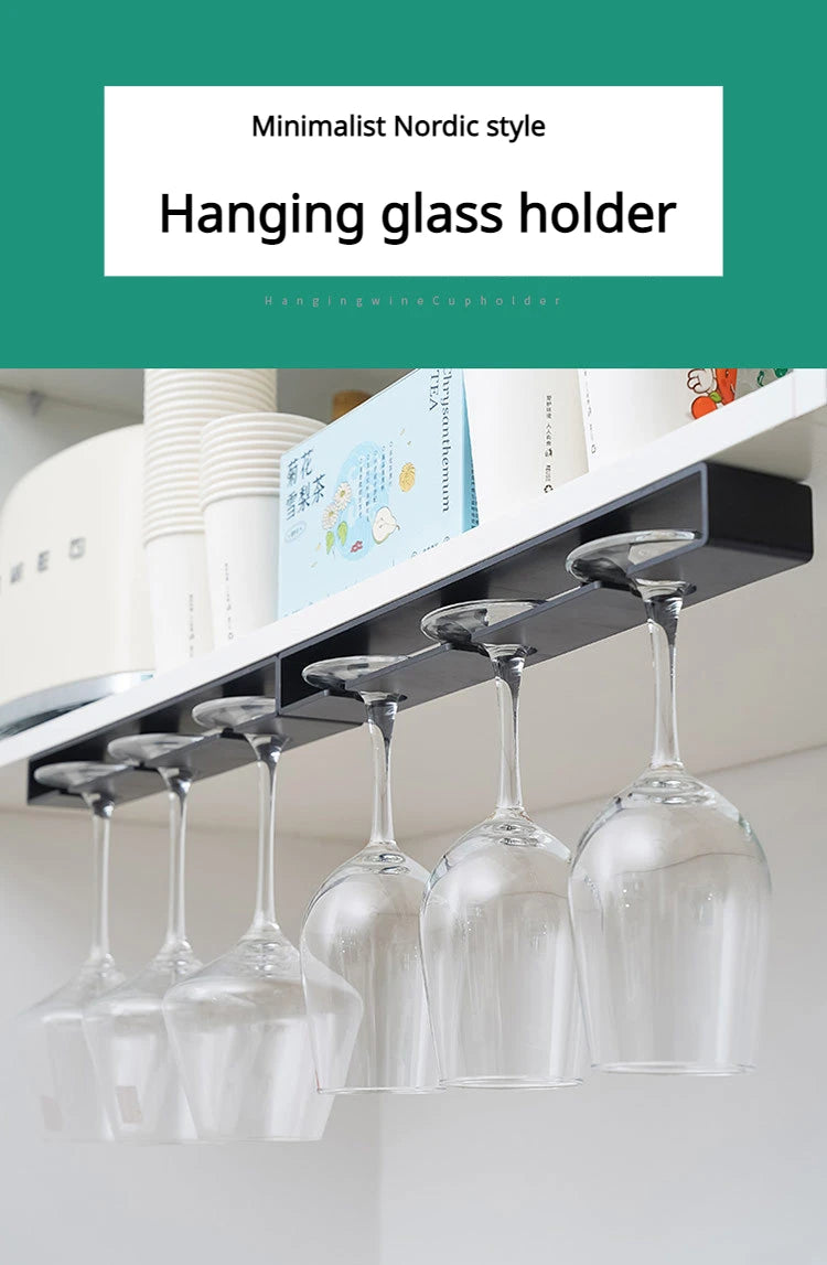 Living room kitchen punch-free goblet wine glass hanging rack upside down drain household red wine glass hanging rack