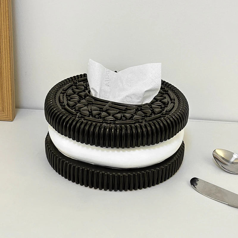 MINISO Oreo-Inspired Tissue Box – Creative Paper Holder for Living Room, Bedroom & Desktop Home Décor