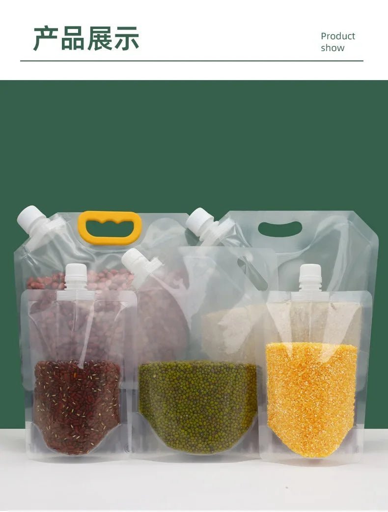 Grains Storage Packaging Bag Rice Dispenser Insect Proof Food Storage Sealed Bag Bean Container Kitchen Organizer with Nozzle - Thrifty Delights
