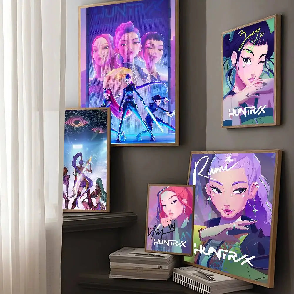 KPop Demon Hunters Movie Poster – Self-Adhesive Whitepaper Print for Aesthetic Wall Art & Home Décor
