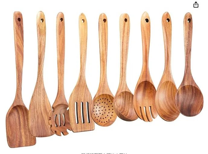 Thailand Teak Natural Wood Tableware Spoon Rice Colander Soup Skimmer Cooking Soup Spoons Scoop Kitchen Set Tool - Thrifty Delights