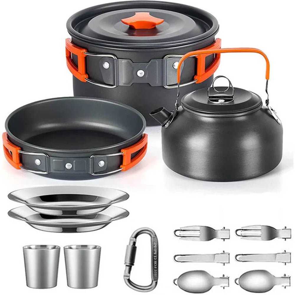 Outdoor camping cooking set aluminum lightweight outdoor camping cooking equipment pot and teapot set - Thrifty Delights