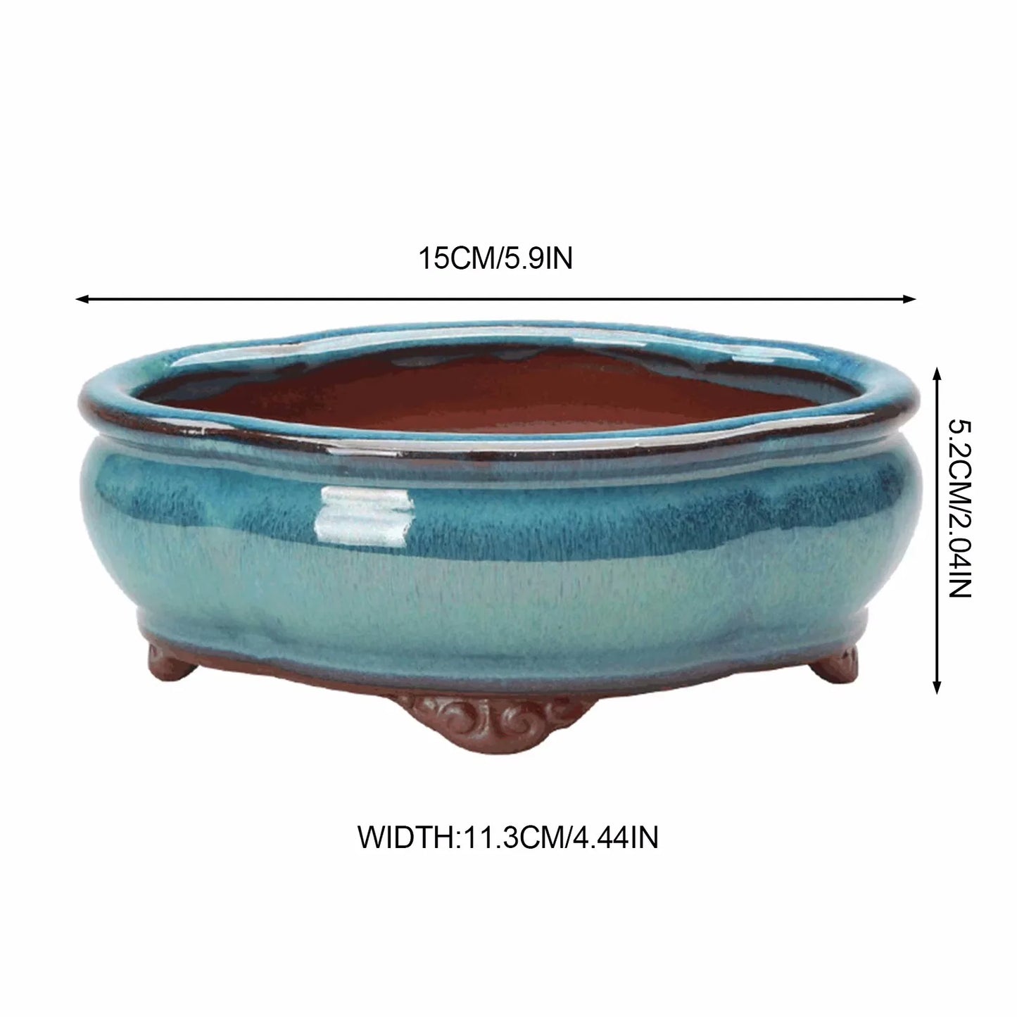 Creative Chinese Style Bonsai Flowerpot Ventilate Purple Sands Ceramic Craft Plant Pot Planter for Home Office Home Decor