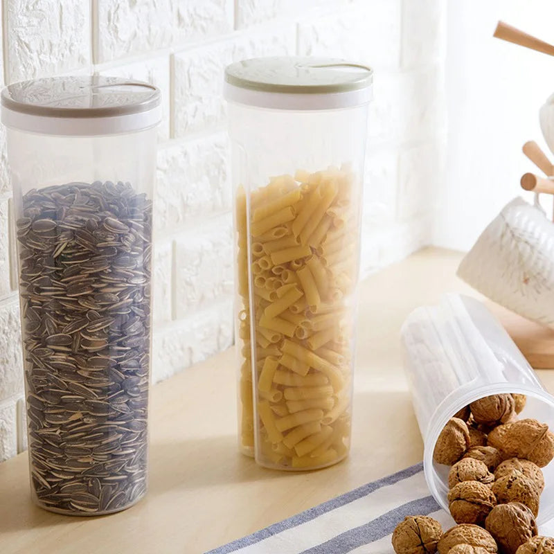 Noodle Jar Food Storage Containers Grain Locking Lid Flour Visualization Cylindrical Cover Kitchen Can Refrigerator Organizer