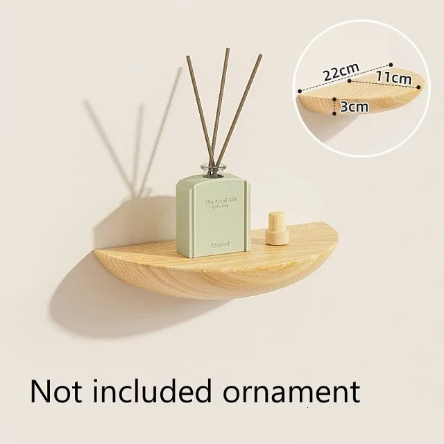 Solid Wooden Semicircle Wall Shelves – Decorative Floating Racks for Entryway, Bedroom, Kitchen & Storage Organization