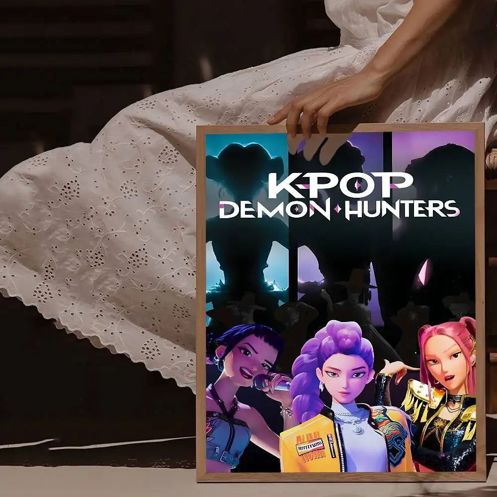 KPop Demon Hunters Movie Poster – Self-Adhesive Whitepaper Print for Aesthetic Wall Art & Home Décor