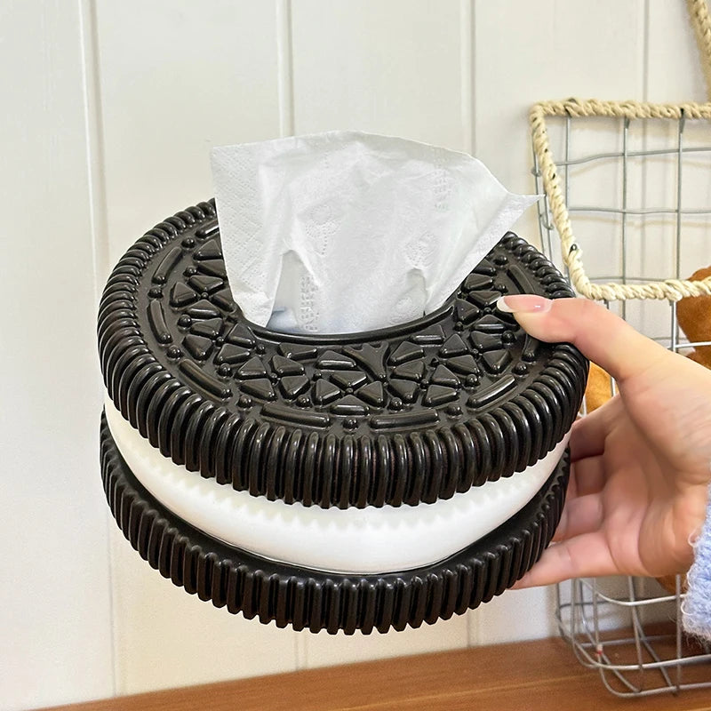 MINISO Oreo-Inspired Tissue Box – Creative Paper Holder for Living Room, Bedroom & Desktop Home Décor