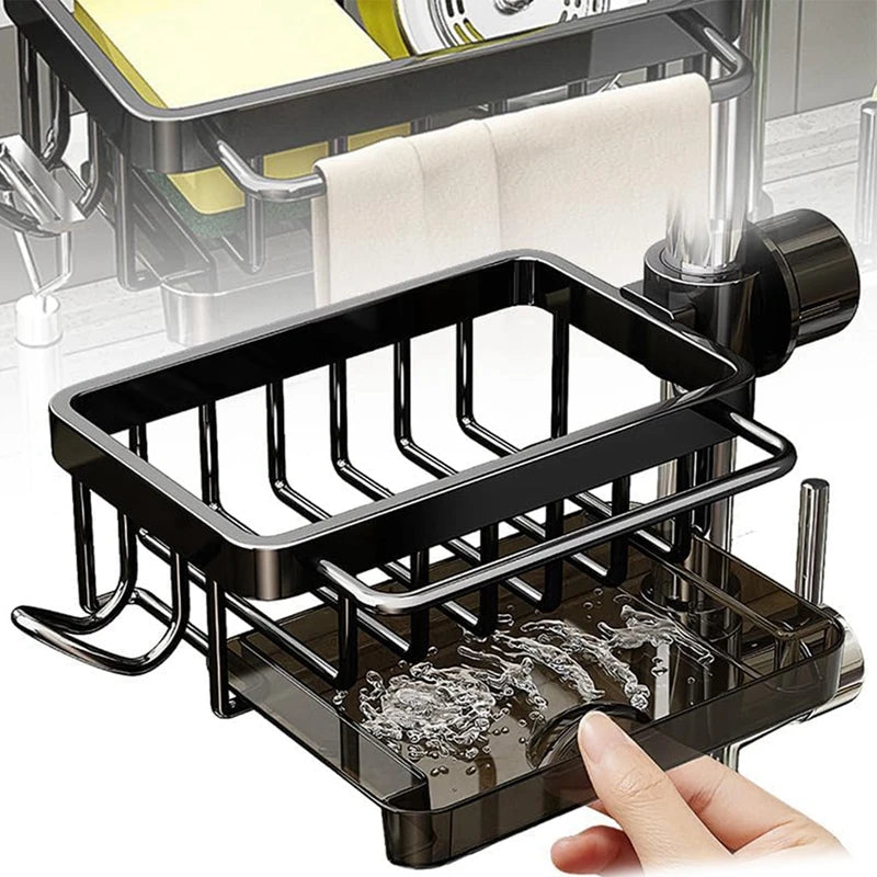 Sponge Holder Hanging Faucet Drain Rack With Hook Strong Load-bearing Kitchen Sink Organizer