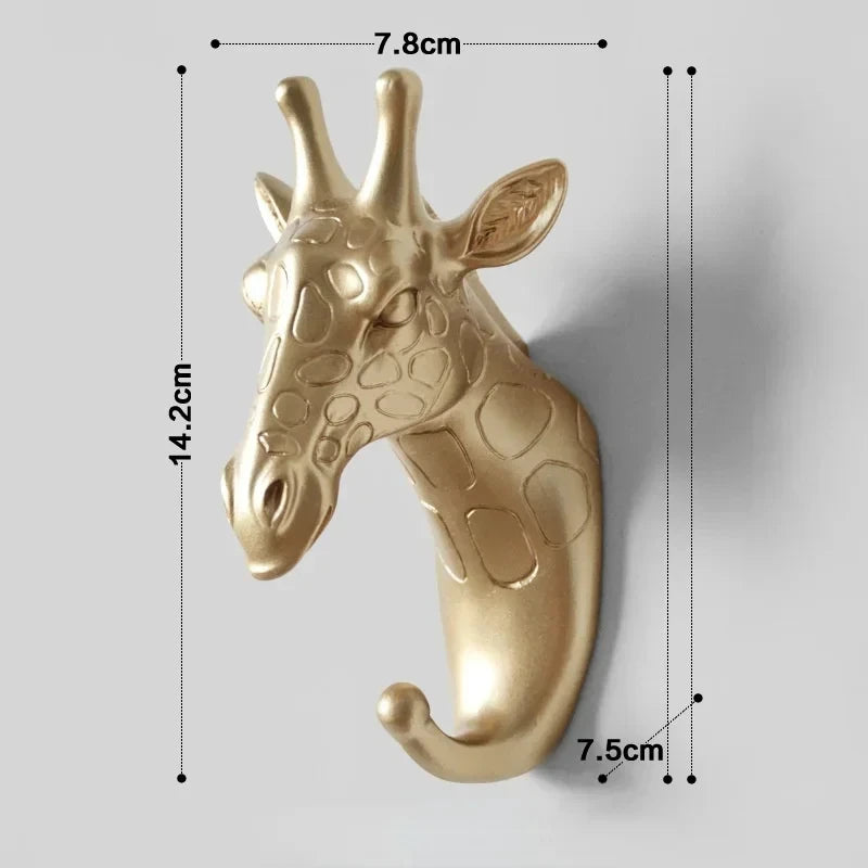 Wall Mounted Hook Animal Head Rack Jacket Cap Wall Mounted Horse Deer Elephant Giraffe Hook Decoration Bathroom Accessories