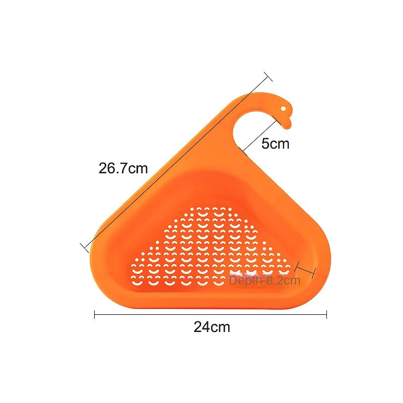 Kitchen Sink Drain Strainer Basket Leftover Garbage Filter Swan Shape Hanging Vegetable Washing Drainer Triangular Storage Rack