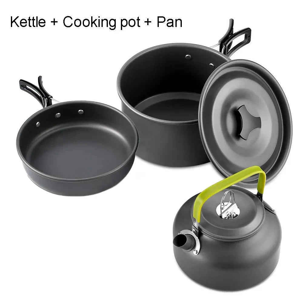 Outdoor camping cooking set aluminum lightweight outdoor camping cooking equipment pot and teapot set - Thrifty Delights