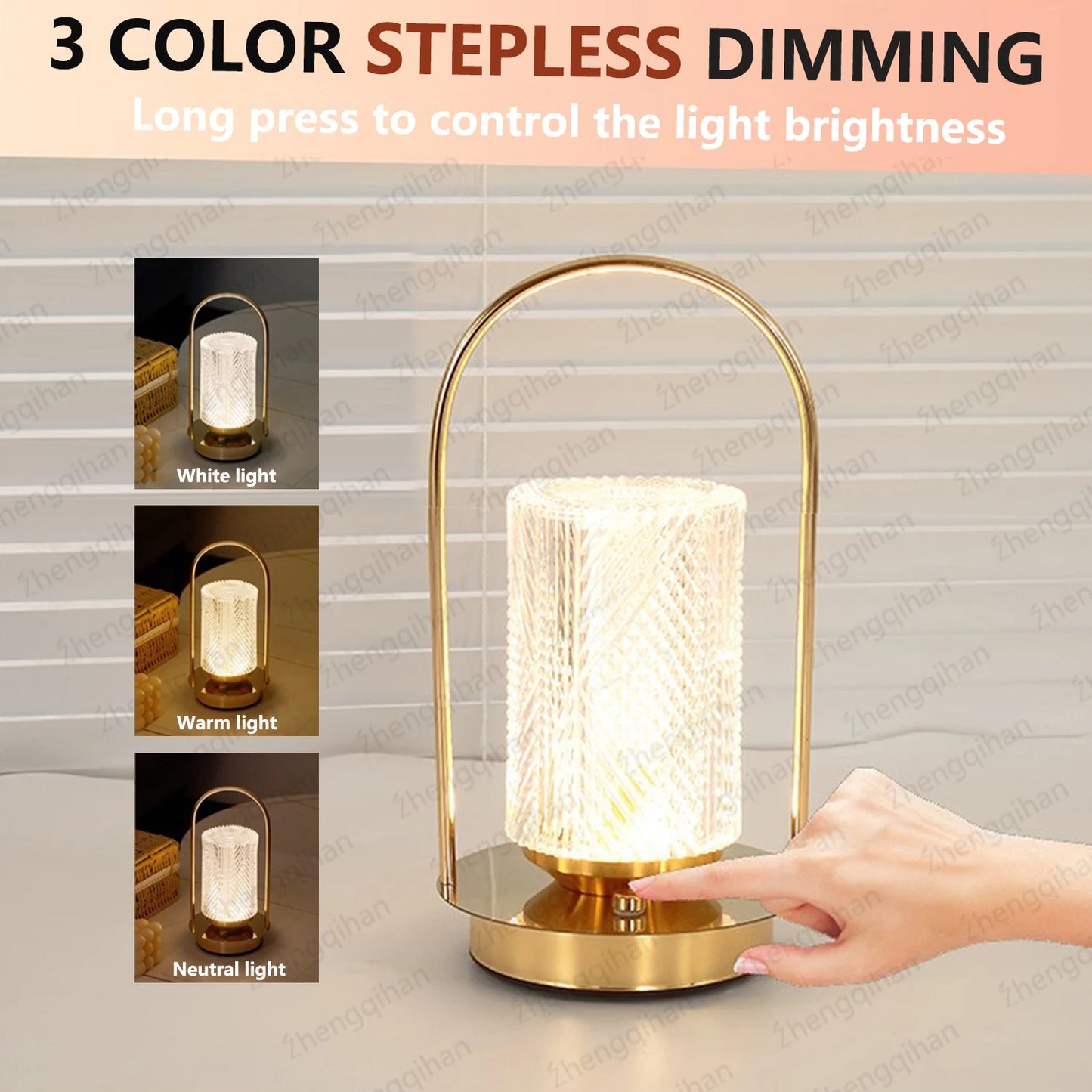 Wireless Crystal Table Lamp – Rechargeable LED Touch Bedside Night Light for Bedroom, Bar & Coffee Décor