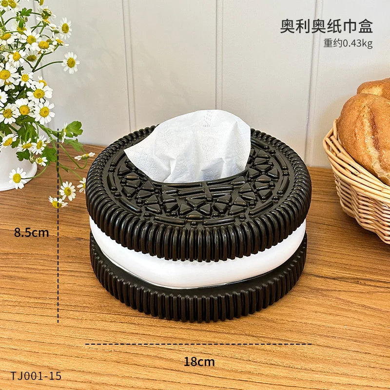 MINISO Oreo-Inspired Tissue Box – Creative Paper Holder for Living Room, Bedroom & Desktop Home Décor