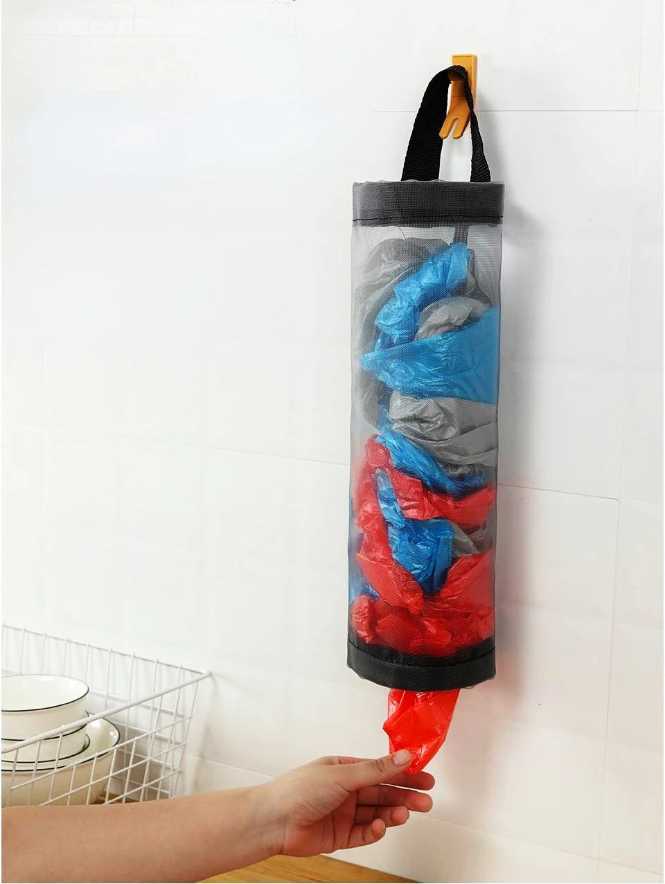 Home Grocery Bag Holder Wall Mount Plastic Bag Holder Dispenser Hanging Storage Trash Garbage Bag Kitchen Garbage Organizer - Thrifty Delights