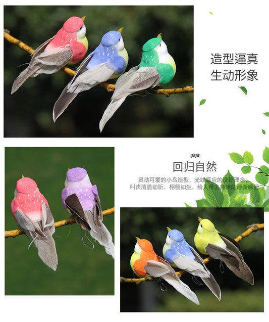 6pcs Cute Artificial Birds Fake Foam Animal Simulation Feather Birds Models Tit DIY Craft Home Garden Ornament Decoration - Thrifty Delights