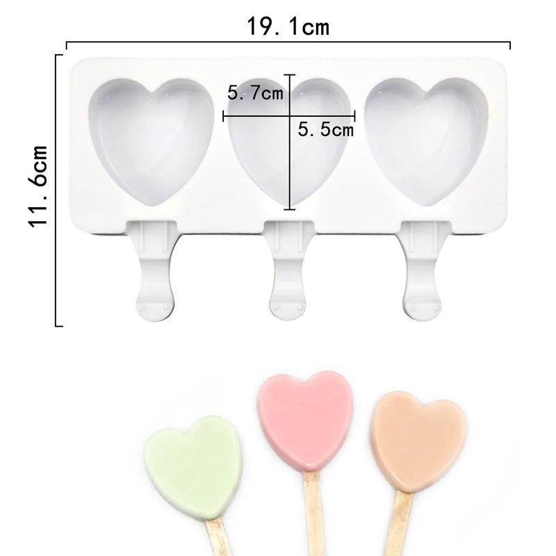 Popsicles Silicone Mold Diamond Ice Cream Mould Homemade Heart Cake Pop Cakesicles Maker Kitchen Accessories Tools Wooden Stick