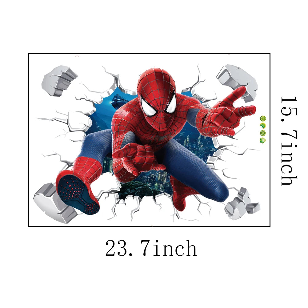 Spiderman Super Captain America Hulk Heroes Wall Stickers For Kids Room Home Bedroom PVC Decor Cartoon Movie Mural Art Decals