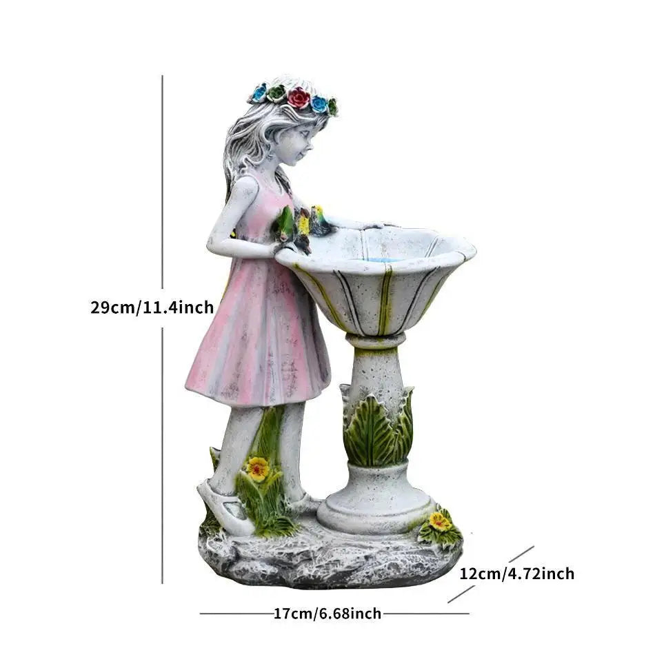 Outdoor Courtyard Garden Decoration Resin Angel Figure Sculpture Micro Landscape Decor Flower Fairy Statue Solar Light Ornament