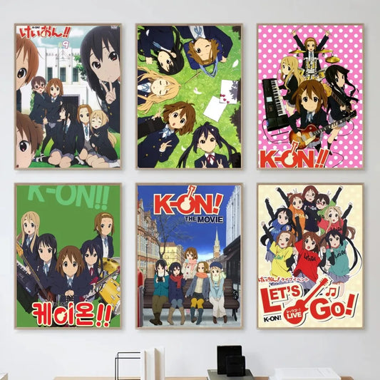 Anime K-ON KON Poster Self-adhesive Art Waterproof Paper Sticker Coffee House Bar Room Wall Decor