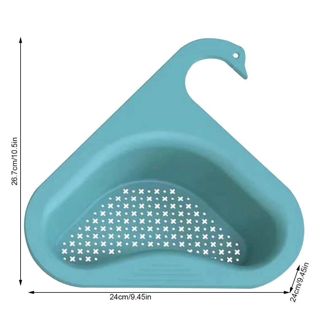 Kitchen Sink Drain Strainer Basket Leftover Garbage Filter Swan Shape Hanging Vegetable Washing Drainer Triangular Storage Rack