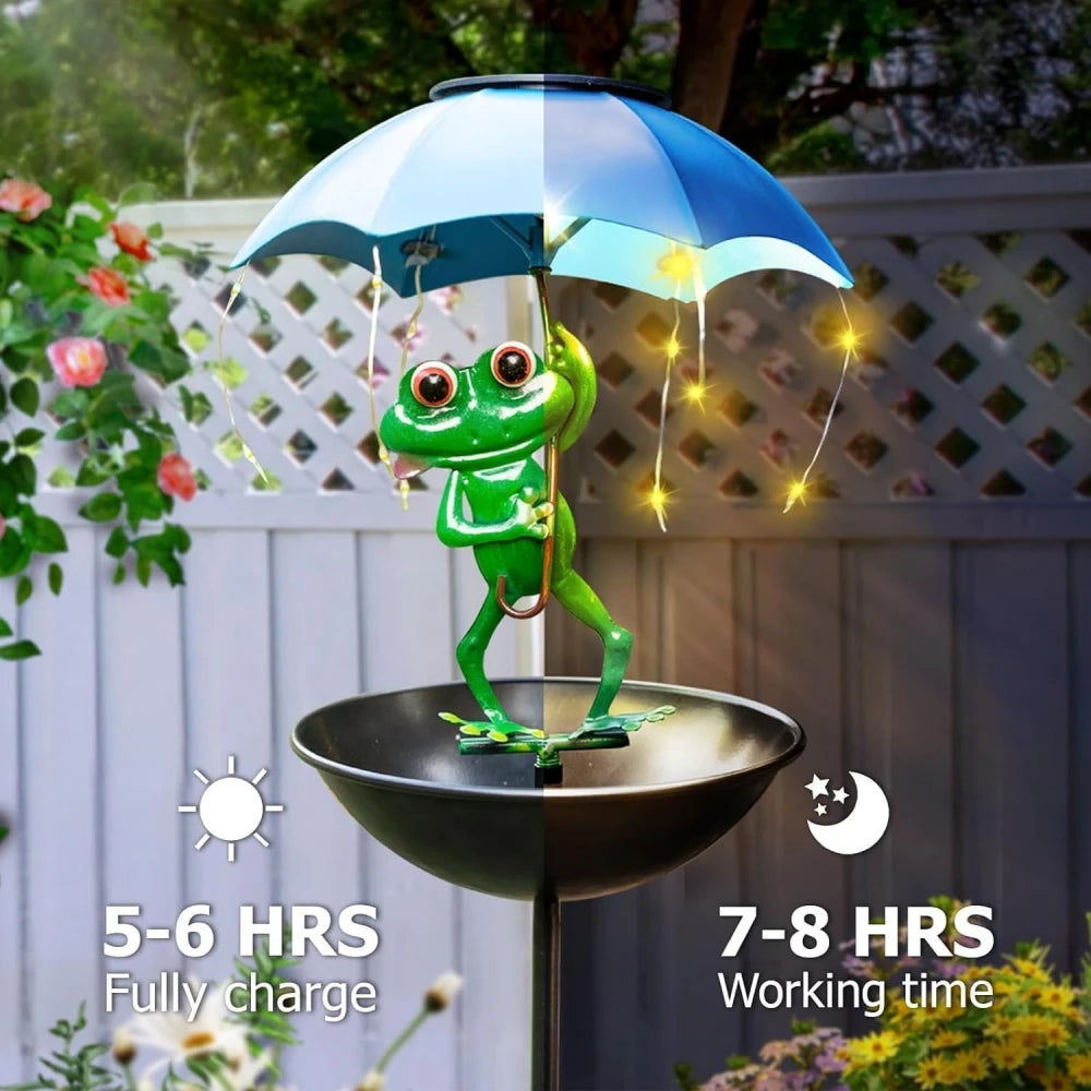 Solar Frog Garden Outdoor Lights Garden Outdoor  Bird Feeder Figurine Lights Metal Stakes Path Lawn Ornaments Decorations