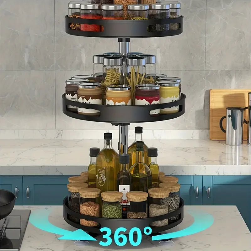 Multi-purpose 360° Rotating Storage Box Space-saving Non-slip Countertop Kitchen Storage Tableware Cosmetics Spice Storage Box