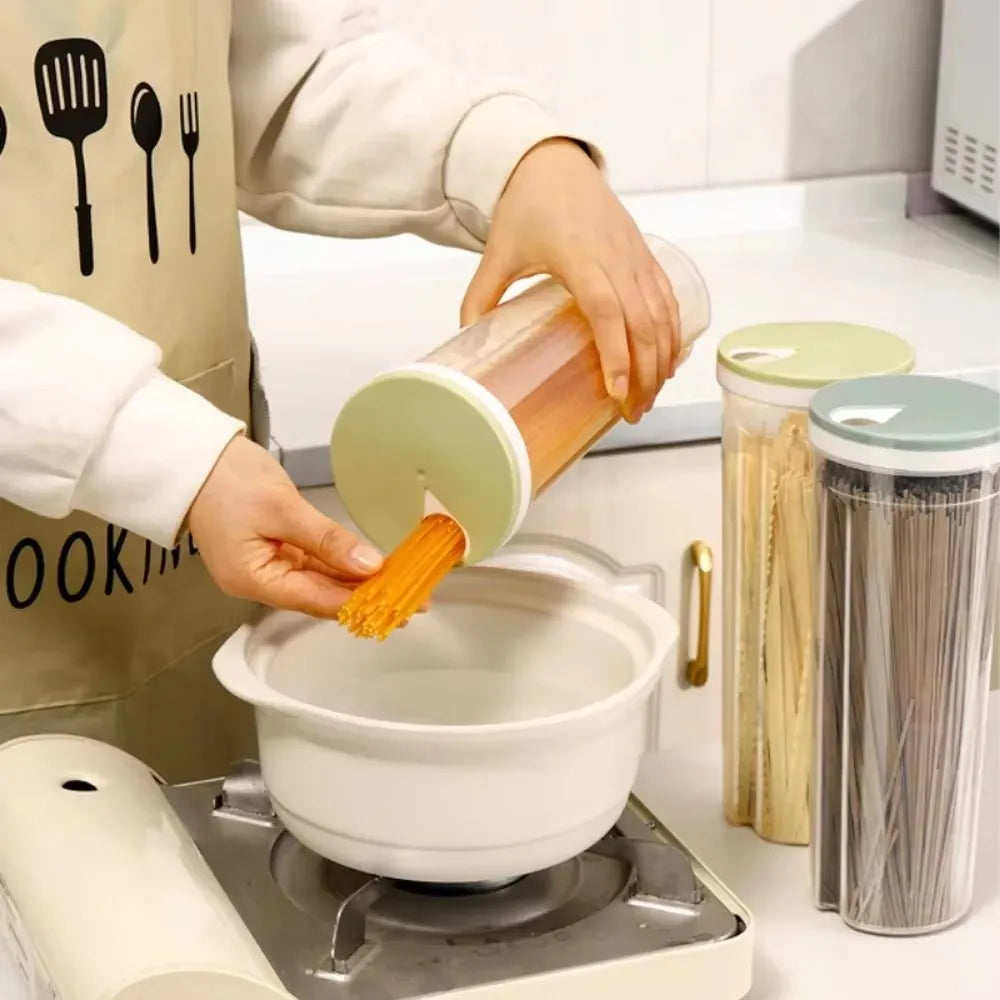 Noodle Jar Food Storage Containers Grain Locking Lid Flour Visualization Cylindrical Cover Kitchen Can Refrigerator Organizer